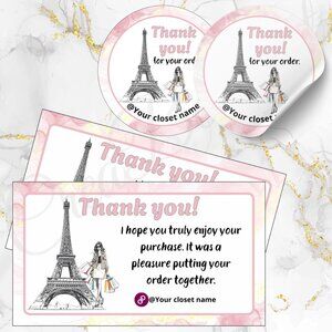 120 Pack Paris fashion Personalized Thank You Cards & Stickers